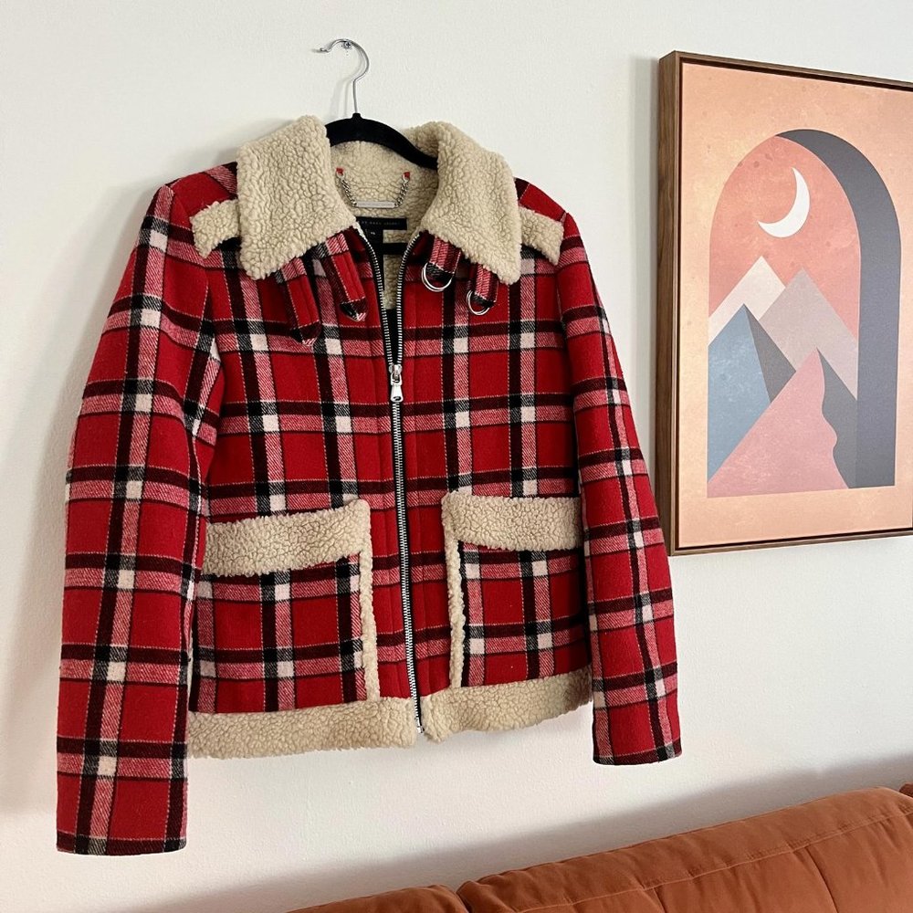 Marc Jacobs Plaid Shearling Jacket